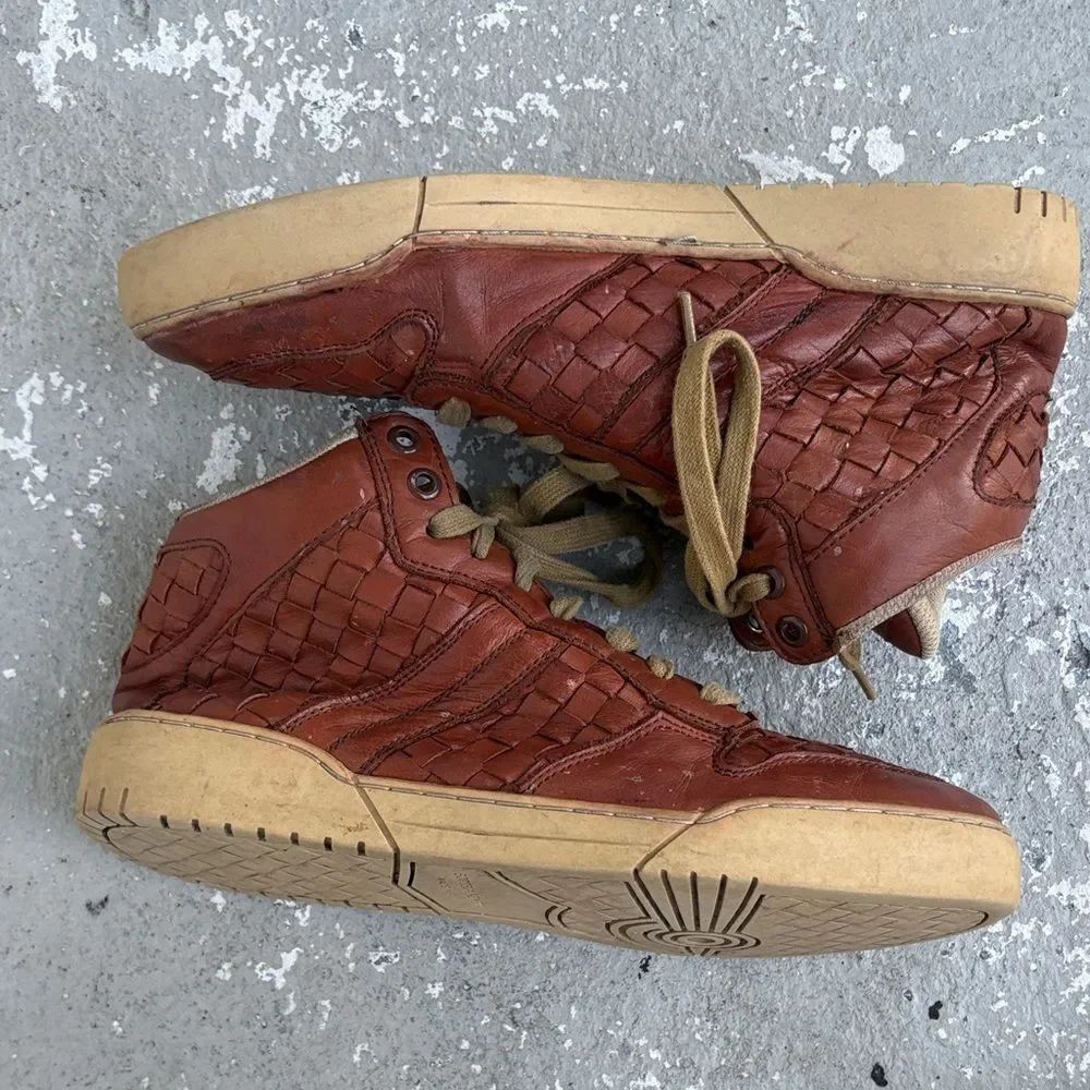 Bottega Venetia wovenโleather high tops